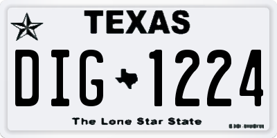 TX license plate DIG1224