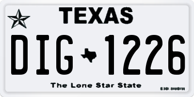 TX license plate DIG1226