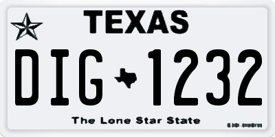 TX license plate DIG1232