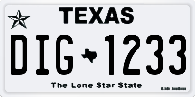 TX license plate DIG1233