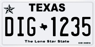 TX license plate DIG1235