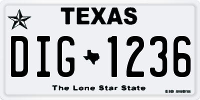 TX license plate DIG1236