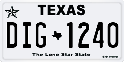 TX license plate DIG1240
