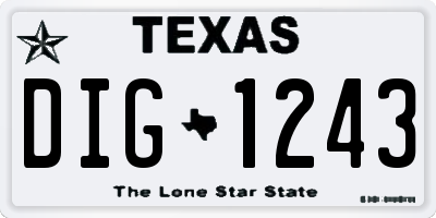 TX license plate DIG1243