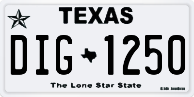 TX license plate DIG1250