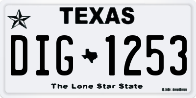 TX license plate DIG1253