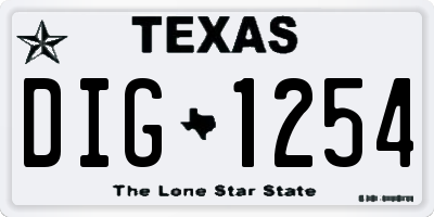 TX license plate DIG1254