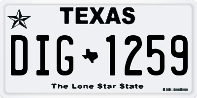 TX license plate DIG1259