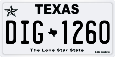 TX license plate DIG1260