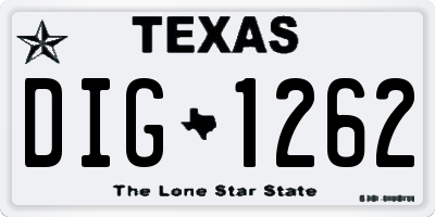 TX license plate DIG1262