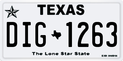 TX license plate DIG1263
