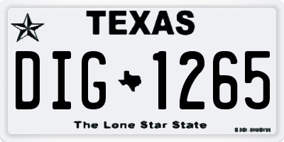 TX license plate DIG1265