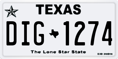 TX license plate DIG1274