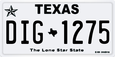 TX license plate DIG1275