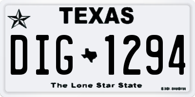 TX license plate DIG1294