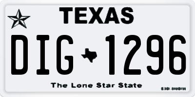 TX license plate DIG1296