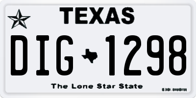 TX license plate DIG1298