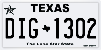 TX license plate DIG1302