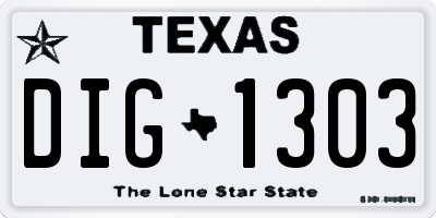 TX license plate DIG1303