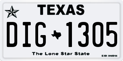 TX license plate DIG1305