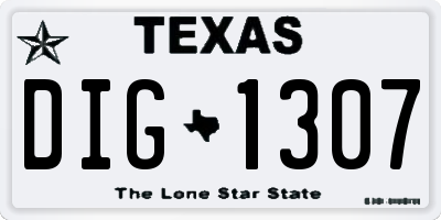 TX license plate DIG1307