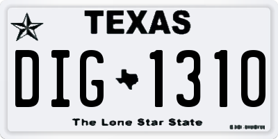 TX license plate DIG1310