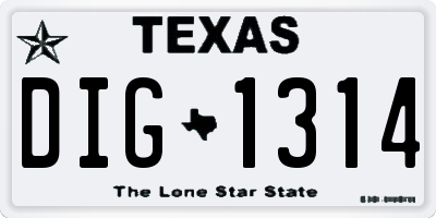 TX license plate DIG1314