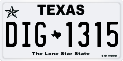 TX license plate DIG1315
