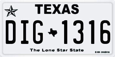 TX license plate DIG1316