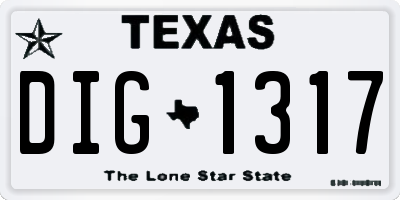 TX license plate DIG1317