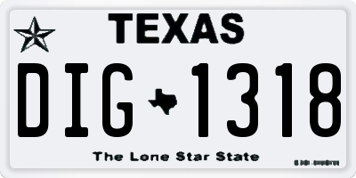 TX license plate DIG1318