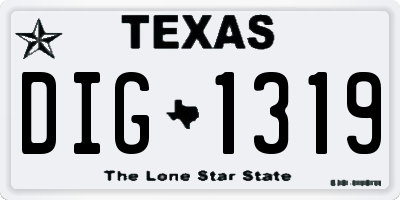TX license plate DIG1319