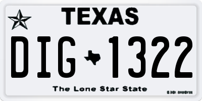 TX license plate DIG1322