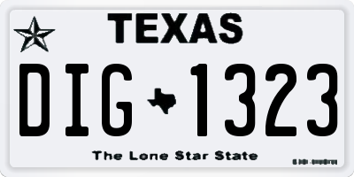 TX license plate DIG1323