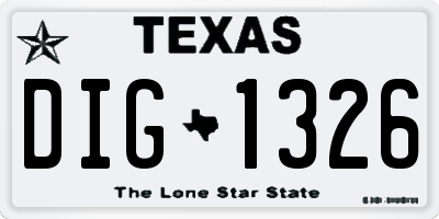 TX license plate DIG1326