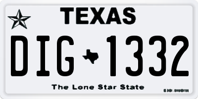 TX license plate DIG1332