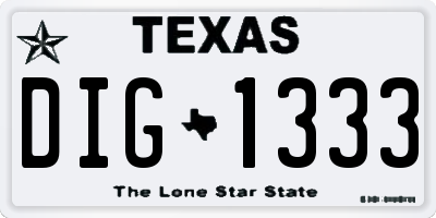 TX license plate DIG1333