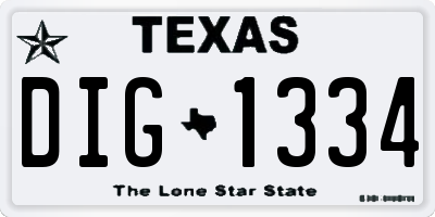 TX license plate DIG1334