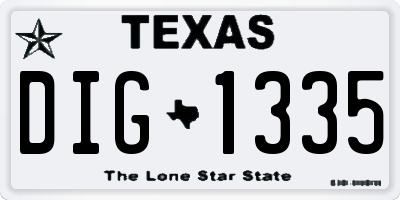 TX license plate DIG1335