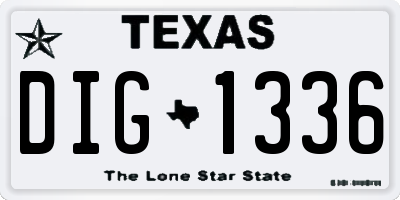 TX license plate DIG1336