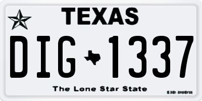 TX license plate DIG1337