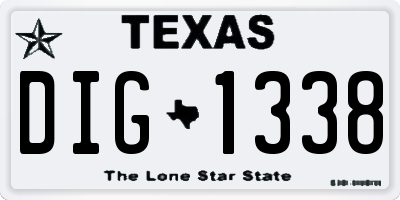TX license plate DIG1338