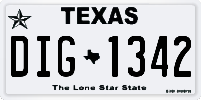 TX license plate DIG1342