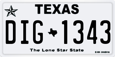 TX license plate DIG1343