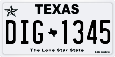 TX license plate DIG1345