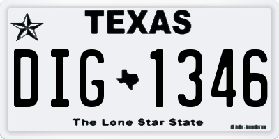 TX license plate DIG1346