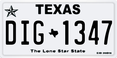 TX license plate DIG1347
