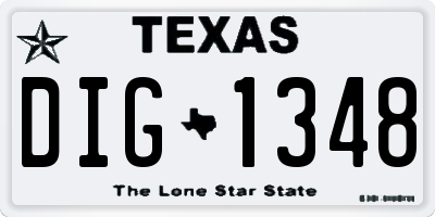 TX license plate DIG1348