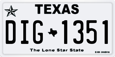 TX license plate DIG1351