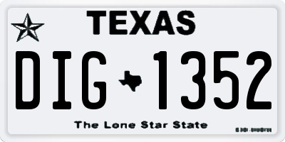 TX license plate DIG1352
